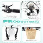 NAYSAYE 20 Inch Folding Bike for Adults with Basket Phone Holder Fenders 6 Speed Steel Frame Dual V Brakes for Men and Women, White, 61*26.38*42.13