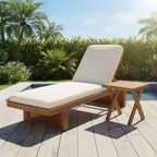 Christopher Knight Home Sandrine Patio 2 Piece Acacia Wood Rattan Lounge Set with Cushion and Slatted Table