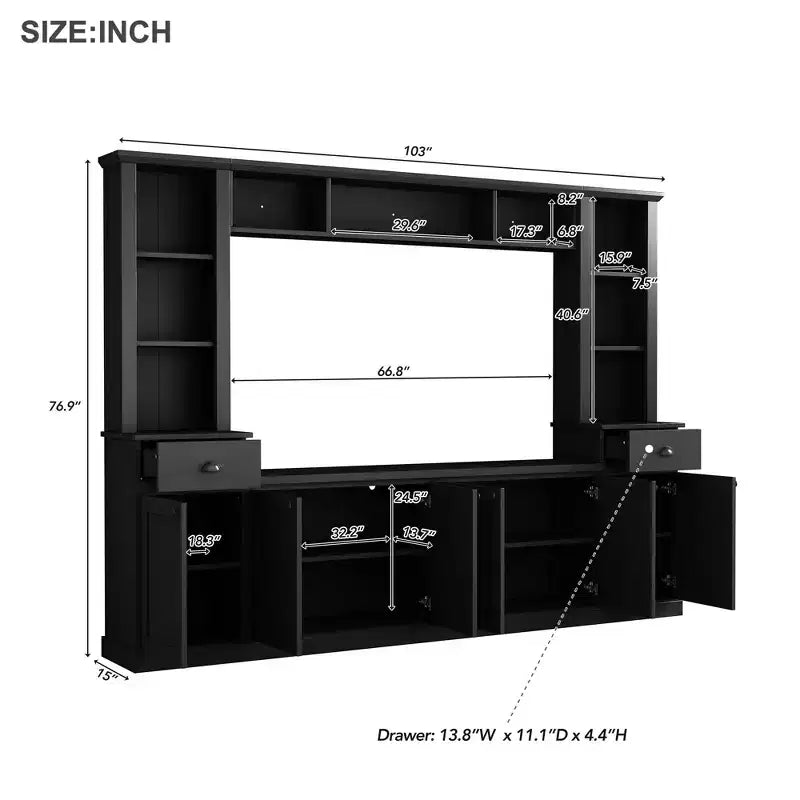 Meuble TV grand format Clihome avec ensemble mural de divertissement et pont pour salon