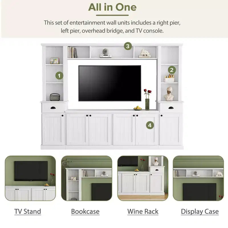 Meuble TV grand format Clihome avec ensemble mural de divertissement et pont pour salon