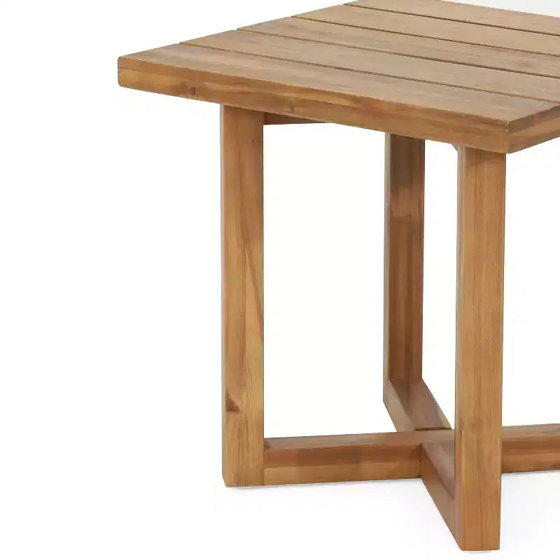 Christopher Knight Home Colette Patio 2 Piece Acacia Wood Rattan Sunlounge Set with Cushion and Slatted Table
