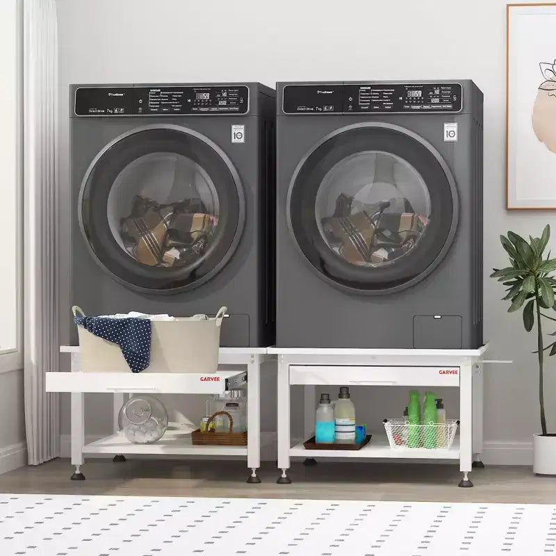 Support de piédestal robuste COZONY pour laveuse/sécheuse avec panier coulissant, patins anti-vibration réglables, capacité de 450 kg