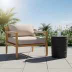 Christopher Knight Home Aditi Modern Patio Seating Set with Lightweight Concrete Side Table and Acacia Wood Chair