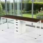 Bureau double, Long bureau d'ordinateur avec 5 tiroirs