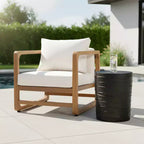 Christopher Knight Home Honora Patio 2 Piece Acacia Wood Oversized Seating Set with Cushions and Lightweight Concrete Table