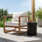 Christopher Knight Home Honora, ensemble de 2 fauteuils de patio surdimensionnés en bois d'acacia avec coussins et table en béton léger