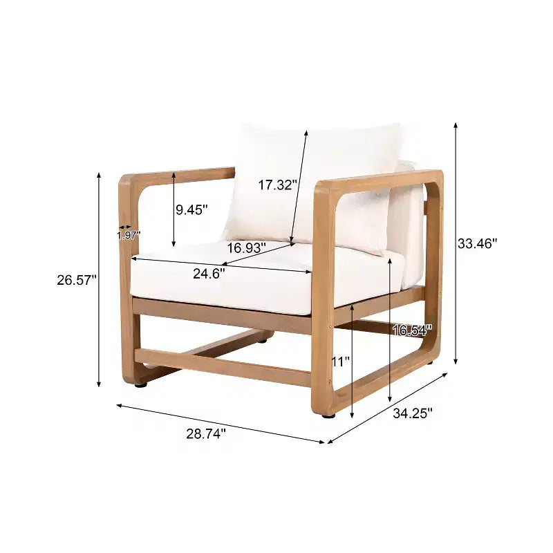 Christopher Knight Home Honora, ensemble de 2 fauteuils de patio surdimensionnés en bois d'acacia avec coussins et table en béton léger