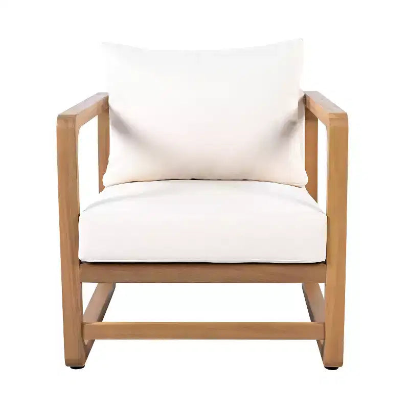 Christopher Knight Home Honora, ensemble de 2 fauteuils de patio surdimensionnés en bois d'acacia avec coussins et table en béton léger