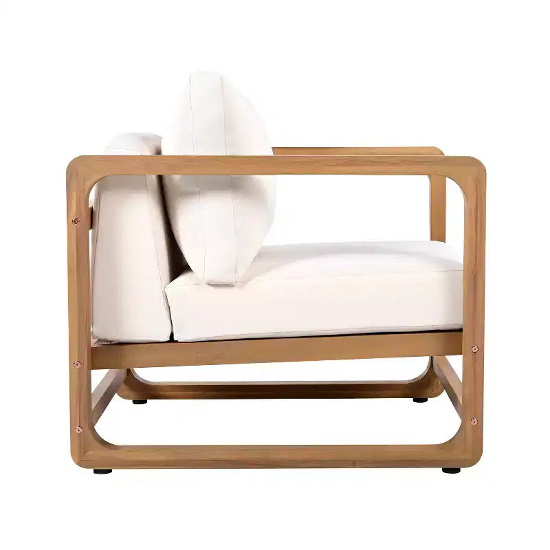 Christopher Knight Home Honora, ensemble de 2 fauteuils de patio surdimensionnés en bois d'acacia avec coussins et table en béton léger