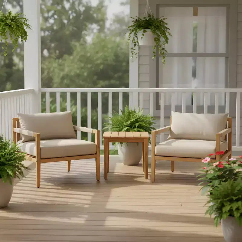 Christopher Knight Home Ananya Modern Patio Acacia Wood Seating Set with Slatted Side Table