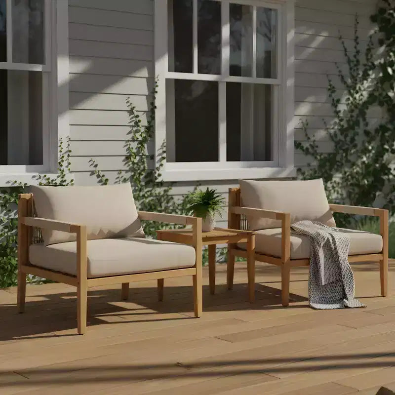 Christopher Knight Home Ananya Modern Patio Acacia Wood Seating Set with Slatted Side Table