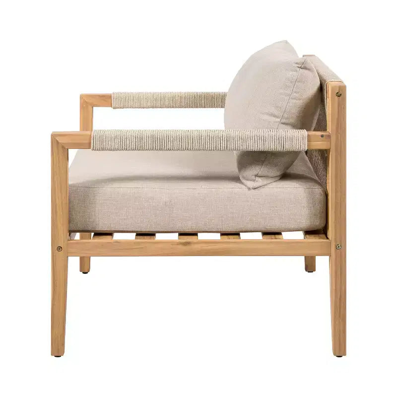 Christopher Knight Home Asha Modern Patio Acacia Wood Seating Set with Slatted Side Table