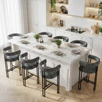 Modern 24 Counter Height Bar Stools Set of 8, Curved Back and Armrests, Fabric Upholstered Counter Stools for Kitchen Island or Bar-Panipeachy