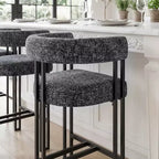 Modern 24 Counter Height Bar Stools Set of 8, Curved Back and Armrests, Fabric Upholstered Counter Stools for Kitchen Island or Bar-Panipeachy