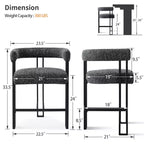 Modern 24 Counter Height Bar Stools Set of 8, Curved Back and Armrests, Fabric Upholstered Counter Stools for Kitchen Island or Bar-Panipeachy