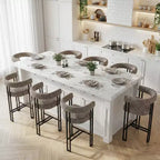 Modern 24 Counter Height Bar Stools Set of 8, Curved Back and Armrests, Fabric Upholstered Counter Stools for Kitchen Island or Bar-Panipeachy