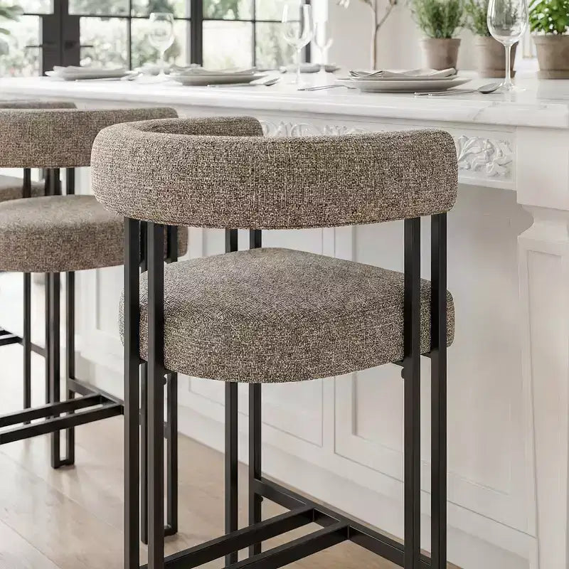 Modern 24 Counter Height Bar Stools Set of 8, Curved Back and Armrests, Fabric Upholstered Counter Stools for Kitchen Island or Bar-Panipeachy