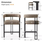 Modern 24 Counter Height Bar Stools Set of 8, Curved Back and Armrests, Fabric Upholstered Counter Stools for Kitchen Island or Bar-Panipeachy