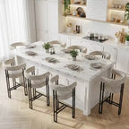 Modern 24 Counter Height Bar Stools Set of 8, Curved Back and Armrests, Fabric Upholstered Counter Stools for Kitchen Island or Bar-Panipeachy