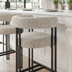 Modern 24 Counter Height Bar Stools Set of 8, Curved Back and Armrests, Fabric Upholstered Counter Stools for Kitchen Island or Bar-Panipeachy