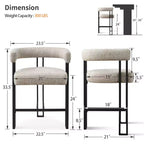 Modern 24 Counter Height Bar Stools Set of 8, Curved Back and Armrests, Fabric Upholstered Counter Stools for Kitchen Island or Bar-Panipeachy