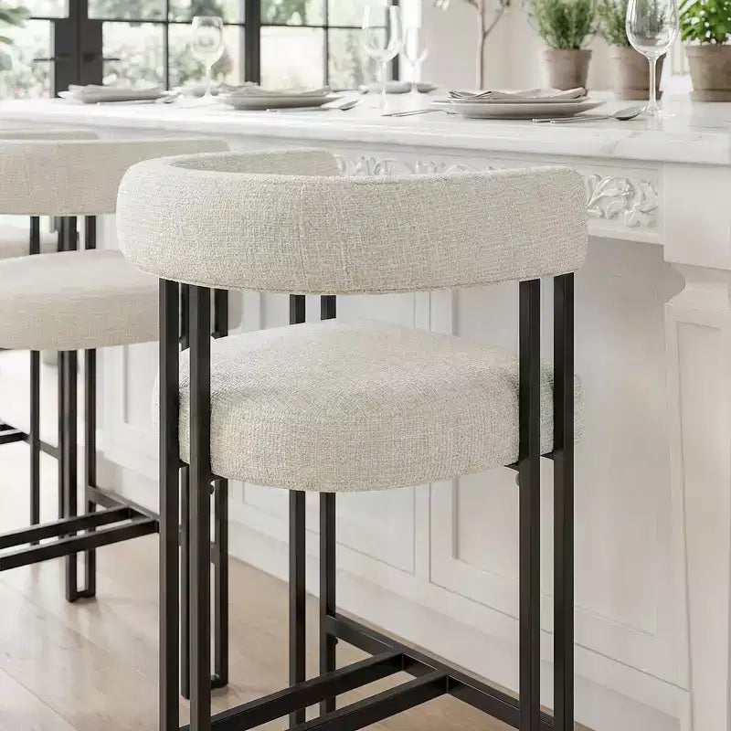 Modern 24 Counter Height Bar Stools Set of 8, Curved Back and Armrests, Fabric Upholstered Counter Stools for Kitchen Island or Bar-Panipeachy