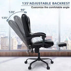 HOFFREE Chaise de bureau ergonomique moyenne avec 7 points de massage, réglable, en similicuir, supporte jusqu'à 136 kg, parfaite pour le bureau à domicile