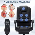HOFFREE Chaise de bureau ergonomique moyenne avec 7 points de massage, réglable, en similicuir, supporte jusqu'à 136 kg, parfaite pour le bureau à domicile