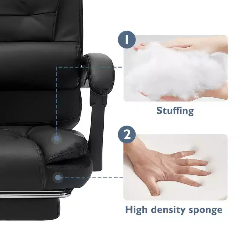 HOFFREE Chaise de bureau ergonomique moyenne avec 7 points de massage, réglable, en similicuir, supporte jusqu'à 136 kg, parfaite pour le bureau à domicile