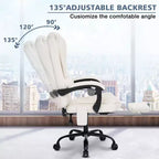 HOFFREE Chaise de bureau ergonomique moyenne avec 7 points de massage, réglable, en similicuir, supporte jusqu'à 136 kg, parfaite pour le bureau à domicile