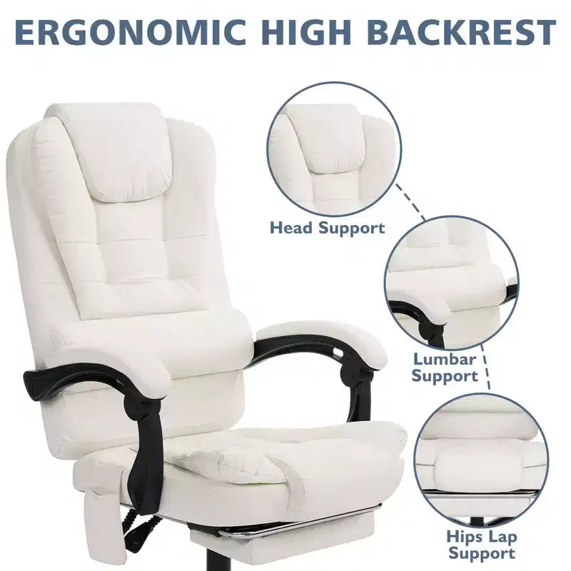 HOFFREE Chaise de bureau ergonomique moyenne avec 7 points de massage, réglable, en similicuir, supporte jusqu'à 136 kg, parfaite pour le bureau à domicile