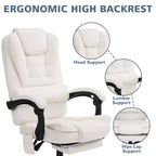 HOFFREE Chaise de bureau ergonomique moyenne avec 7 points de massage, réglable, en similicuir, supporte jusqu'à 136 kg, parfaite pour le bureau à domicile