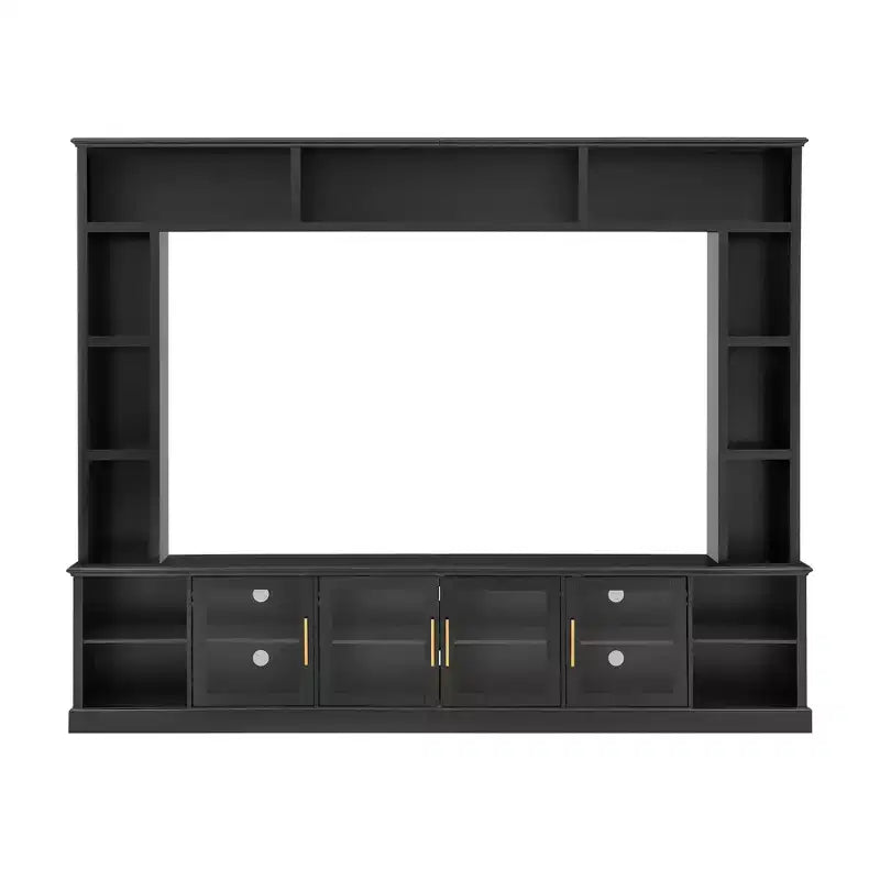 Meuble TV moderne Kaisen de GDFStudio avec étagères et porte en verre trempé