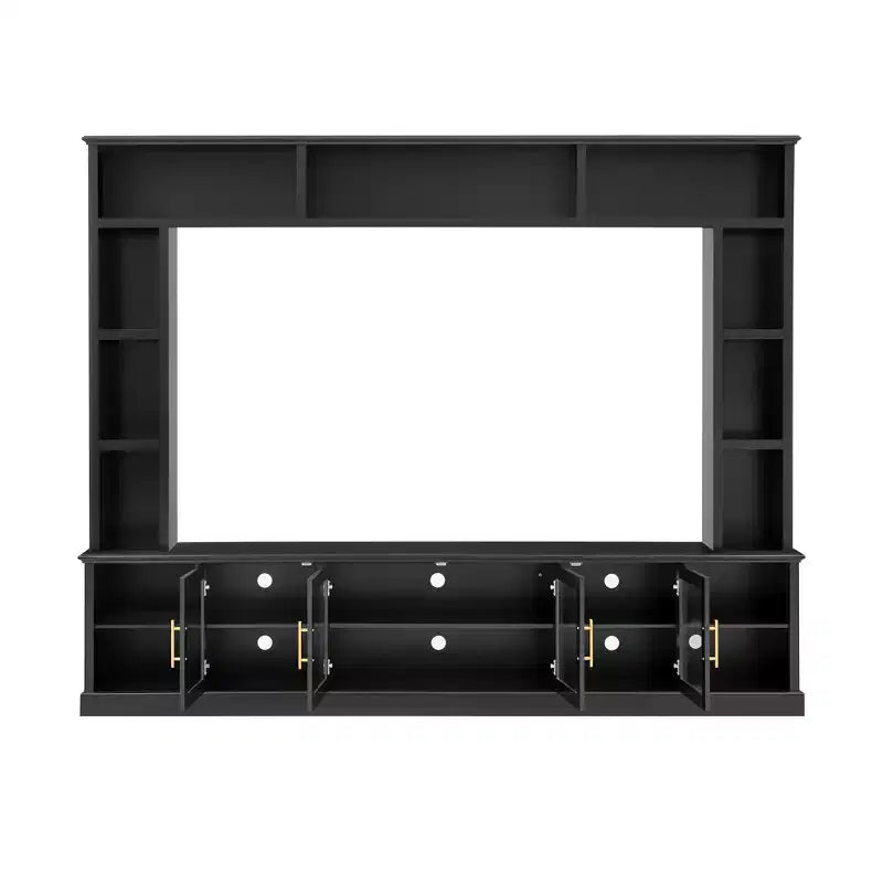 Meuble TV moderne Kaisen de GDFStudio avec étagères et porte en verre trempé