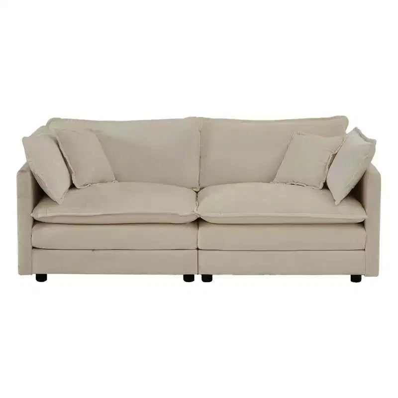 MAYEERTY Canapé de salon moderne rembourré et profond 2 places avec 4 oreillers pour salon, beige