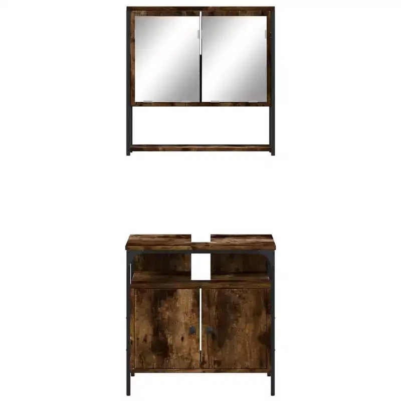 vidaXL Ensemble de meubles de salle de bain avec étagère 2 pcs Bois d'ingénierie Ensembles Rangement