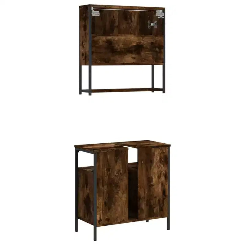 vidaXL Ensemble de meubles de salle de bain avec étagère 2 pcs Bois d'ingénierie Ensembles Rangement