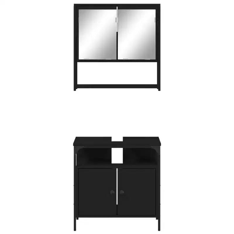 vidaXL Ensemble de meubles de salle de bain avec étagère 2 pcs Bois d'ingénierie Ensembles Rangement