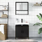 vidaXL Ensemble de meubles de salle de bain avec étagère 2 pcs Bois d'ingénierie Meuble sous-lavabo