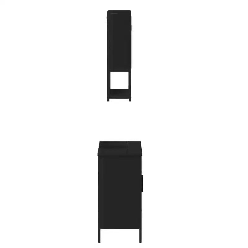 vidaXL Ensemble de meubles de salle de bain avec étagère 2 pcs Bois d'ingénierie Meuble sous-lavabo