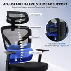 Chaise de bureau avec support lombaire réglable Chaise de bureau et de jeu à dossier haut avec accoudoirs 3D, appui-tête et roulettes pivotantes Chaise en maille confortable