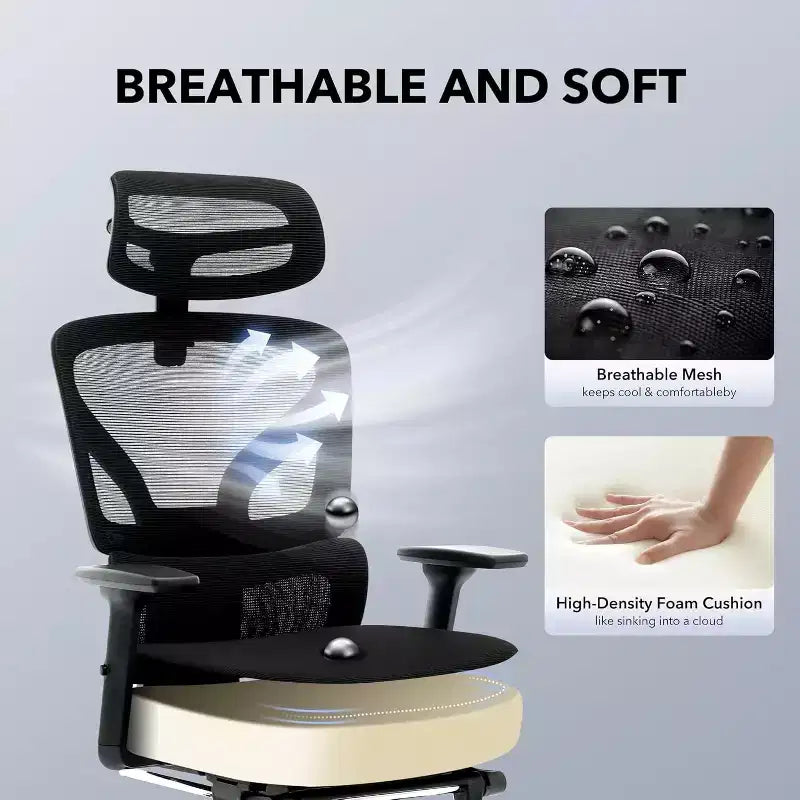 Chaise de bureau avec support lombaire réglable Chaise de bureau et de jeu à dossier haut avec accoudoirs 3D, appui-tête et roulettes pivotantes Chaise en maille confortable