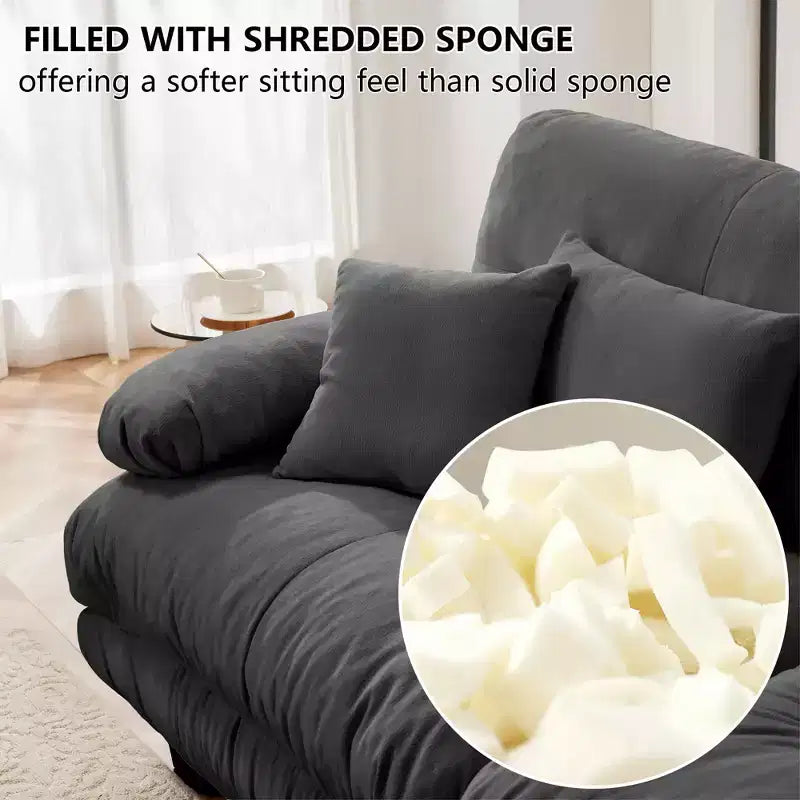 MAYEERTY 3 Seater Sectional Sofa Modular Deep Seat Couch for Living Room Gray