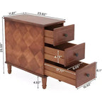 Wood Nightstand, Fully Assembled Narrow Side Table with 3 Drawers