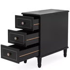 Wood Nightstand, Fully Assembled Narrow Side Table with 3 Drawers