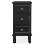 Wood Nightstand, Fully Assembled Narrow Side Table with 3 Drawers