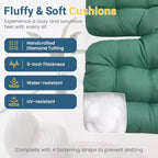 Fauteuil à bascule œuf vert clair avec pouf, chaise longue en osier tout temps et coussins