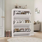 Wooden Shoe Cabinet with 3 Flip Drawers and Adjustable Shelf, Hidden Shoe Storage for Entryway, Hallway, and Living Room