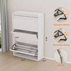 Wooden Shoe Cabinet with 3 Flip Drawers and Adjustable Shelf, Hidden Shoe Storage for Entryway, Hallway, and Living Room