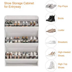 Wooden Shoe Cabinet with 3 Flip Drawers and Adjustable Shelf, Hidden Shoe Storage for Entryway, Hallway, and Living Room